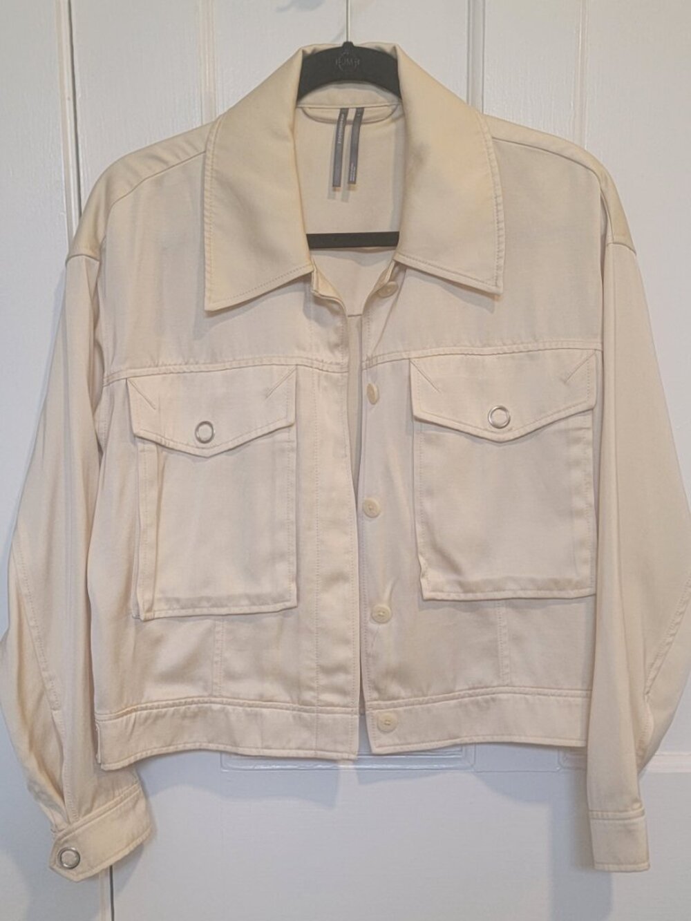 Anthropologie Satin Trucker Jacket utility s coat spring summer fancy small - Picture 4 of 6